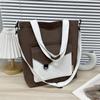 Bolsa de Lona Personalizada Bolsa de Grande Capacidade Bolsa Feminina para Estudante Universitária Bolsa Tote para Aula Casual Cor de Contraste Ombro Único Transversal Atacado