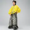 Ropa Moderna Infantil de Street Dance Sudadera Camuflajeada con Estrellas para Niños Pantalones Atuendo de Presentación Hip-Hop Fresco Elegante Atuendo de Presentación de Año Nuevo Hip-Hop