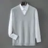 Suéter 100% cashmere puro para homens, novo modelo inverno 2026, camisa base gola V, top quente sem mangas casual de negócios para meia-idade