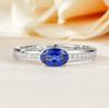 Anillo ovalado Longlong de plata S925 con zafiro 4x6 para mujer, joyería de oro, exquisita moda diaria, estilo a juego.