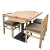 Mesa de Comedor y Sillas Personalizadas para Cuencos de Arroz para Restaurantes, Fonderías, Cadenas de Snacks con Cajones, Juego de Mesa y Sillas Comerciales de Madera Maciza