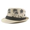 Sombrero de copa de jazz para hombre estampado de palma patrón de coco sombrero de paja rizada vacaciones de verano pareja Sombrero de playa sombrero para el sol