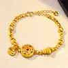 Nova Pulseira Bússola Oito Tesouros Cor Esmalte Dourado Simulada Estilo Chinês Pulseira de Mão Escovada Estilo Chinês Modelo Feminino Presente Meilong Joias