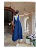 Vestido de tirantes de mezclilla para mujer, primavera y verano 2024, nuevo estilo coreano, retro, combinable con todo, ajustado, holgado, corte A.