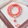 Pulseira Bodhi de Pó de Flor de Pessegueiro 108 Contas Budistas Femininas Pulseira Multi-Voltas Bodhi Portátil Círculo Único Atacado