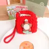 Funda para Auriculares de Lana Rellena de Dibujos Animados Tejida a Mano Funda para Auriculares de Lana Mini Monedero Bolsa de Almacenamiento