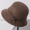 Sombrero mujer otoño e invierno retro sombrero de pescador mujer Nuevo elegante favorecedor cara pequeño lazo retro moda sombrero cubeta