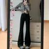 Jeans Feminino Outono/Inverno 2025 Novo Estilo de Cintura Alta Flare, Azul Lavado à Água, Emagrecimento, Alongamento das Pernas, Boca de Sino