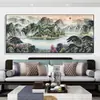 Pintura Decorativa Artística con Microimpresión de la Gran Muralla, Pintura de Paisaje Montañoso Estilo Chino para Colgar en la Pared de la Oficina, Gran Pintura de Paisaje para el Fondo de la Sala de Estar