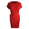 Vestido ajustado con bolsillos y cuello alto para mujer, estilo europeo y americano, nuevo, de manga corta, con cordones y lazo, cintura alta, ajustado y adelgazante