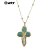 Wt-Jn284 Alta Calidad Nuevo Color Cruzado Piedra Preciosa Perla Chapado en Oro de 18K Colgante Joyería Collar