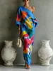 Elegante y sofisticado conjunto de atuendo estilo francés para mujer, nuevo vestido estampado de talla grande para verano