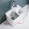 Fregadero de balcón para mopa con reposapiés, lavabo para fregar mopa, lavabo para mopa de suelo con desagüe lateral, con cesta de drenaje, drenaje automático, cerámica, otros