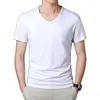 Camiseta de Manga Corta con Cuello en V para Hombre Vanke Verano Seda de Hielo Color Sólido Camiseta Básica Simple Versátil Fresca Secado Rápido