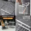 Soporte para palillos de acero inoxidable para uso doméstico, caja de almacenamiento de palillos montada en la pared, estante para utensilios de cocina para cucharas y palillos, estante de almacenamiento sin perforación