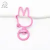 Anillo Abierto de Conejo con Orejas Puntiagudas de Aleación Pintada Cierre de Resorte Anillo de Resorte Llavero DIY Colgante Llavero de Conejo