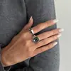 Joyería Transfronteriza Europea y Americana Ins Moda Anillo de Diamante Negro Acrílico Anillos Cuadrados Metálicos Geométricos Apilables Anillos
