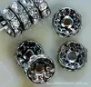 Anillo de diamante de 6 mm bañado en plata bañado en oro borde recto borde ondulado espaciador de diamantes pulsera blanca y negra cuentas espaciadoras de diamante accesorios de cuentas u47