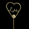 Decoración de Alambre para Cumpleaños Día de San Valentín Tarjeta con Enchufe para Pastel Enchufe de Amor Perlado Dorado Tanabata