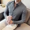 Outono novo homens de manga comprida camisa de alta qualidade houndstooth preto e branco xadrez estilo coreano slim fit camisa de negócios homens