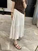 Falda Floral Francesa para Mujer, Nuevo Estilo de Verano, Falda de Cintura Alta Línea A de Longitud Media, Falda Plisada de Gasa, Falda Larga de Estilo Suave