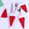 Nuevo cuchillo y tenedor, gorro navideño, adornos navideños, mini gorro navideño, botella de vino, gorro pequeño, juego de cuchillo y tenedor navideño