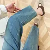 Novos jeans femininos de outono com strass brilhantes, estilo American high street, cintura alta, calças largas retas soltas de comprimento total