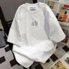 Camiseta de Verano con Estampado de Letras Estilo Callejero Japonés para Mujer, Informal Holgada Ins Cuello Redondo Pulóver Top Tendencia