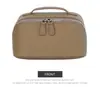 Bolsa de Cosméticos de Cuero de Vaca de Primera Capa Transfronteriza, Estilo Simple, Neceser de Gran Capacidad, Bolso de Almacenamiento de Cuero Genuino de Moda Portátil para Viaje