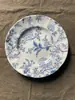 Porcelana amarilla vintage original con motivos florales azules, plato para bistec estilo francés, plato plano, plato hondo, taza y plato para el té de la tarde, decoración bajo vidriado