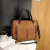 Bolso Transfronterizo para Mujer Bolso de Mujer Otoño e Invierno Estilo Coreano Simple Retro Versátil Cremallera de Mano Hombro Cruzado Bolso de Tamaño Mediano