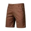 Nuevos shorts de algodón casual de verano transfronterizos para hombre, estilo europeo y americano, rectos de corte ajustado a la rodilla, color liso, ropa de trabajo para hombre, comercio exterior