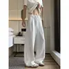 Pantalones deportivos de corte inclinado estilo americano para hombre, ajuste limpio, pantalones casuales de pierna recta, pantalones deportivos holgados de pierna ancha de moda para otoño