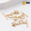 Hebilla otbuckle micro-incrustada envuelta en oro de 14K que conserva el color, hebilla de collar de estrella, circonita rectangular, cierre de perla, hebilla universal de corazón