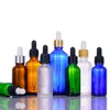 Botella de aceite esencial azul oscuro verde marrón de 30 ml botella vacía gotero de vidrio esencia ácido hialurónico cosmético rellenado