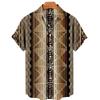 Comercio exterior nueva camisa hawaiana de manga corta con estampado de estilo étnico para hombre, solapa de playa, transpirable, holgada, talla grande