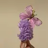 Pinza para el Cabello de Flor de Mariposa Artificial Morada para Mujer 2026 Nuevo Estilo Pinza Lateral Pinza de Pato Atmosférica Pinza de Pico de Pato Accesorio para el Cabello para Fotos