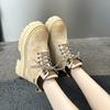 Botas Martin Estilo Cervo Branco para Mulheres, Novas Botas Amarelas para Caminhada ao Ar Livre de Outono, Botas de Trabalho de Couro de Porco de Primeira Camada, Feito Sob Medida