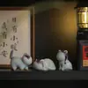 Enfeites Criativos de Gato, Enfeites de Animal de Chá Cerâmico Fofo, Brinquedos de Chá, Decorações Divertidas e Curativas para Casa, Mesa de Trabalho, Entrada