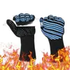 Luvas de churrasco para alta temperatura 800 graus, cinco dedos de silicone, para assar, forno de micro-ondas, proteção de isolamento térmico