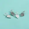 Acessórios de Prata de Lei S925 Pingente Trevo de Quatro Folhas Coração de Pêssego Pingente de Coração Pulseira de Corda Trançada DIY Pingente de Pulseira de Cristal