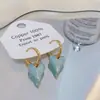 Banho de Ouro Real, Coleção Série Azul Moda Coreana e Japonesa, Brincos de Esmalte com Efeito Gotejante para Mulheres, Novos Brincos e Acessórios de Luxo Leve Nicho