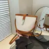 Bolso Sencillo Estilo Coreano para Mujer 2025 Nueva Moda Color Contrastante Bolso de Mano Tipo Cubo Bolso Cruzado Casual para el Trabajo y la Vida Diaria Celebridad de Internet