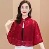 Chal de encaje hueco con cuello mao abotonado estilo chino, nueva capa fina protectora del sol para mujer de verano 2026