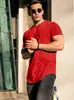 Camiseta de hombre ajustada, ligera, para deportes de tabla, para correr, informal, de manga corta, para verano, para deportes de comercio exterior, para fitness