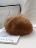 Boina Versátil de Color Sólido Mezclada con Pelo de Conejo para Mujer, Sombrero de Artista Versátil Casual de Invierno, Elegante y Cálido Sombrero de Calabaza