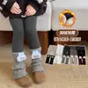 Leggings Calientes para Niñas para Otoño e Invierno, Ropa Exterior con Diseño de Calcetín Patchwork, Calcetines Gruesos Acolchados de Felpa Falsa con Parches Apilados para Niños