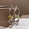 Aretes Redondos Geométricos de Perlas de Vidrio Aguja de Plata, Aretes de Lujo Alto Gama, Aretes Frescos y Dulces Estilo Bosque Venta al por Mayor