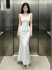 Vestido largo strapless de escote cuadrado, entallado en la cintura, estilo sirena, para mujer, de verano, adelgazante y que realza la figura, estilo maduro y elegante, vestido puro y seductor