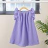 Venta directa de fábrica de ropa infantil transfronteriza, vestido de estilo extranjero, linda falda sin mangas de color sólido para niños, falda de princesa coreana para niños, venta al por mayor